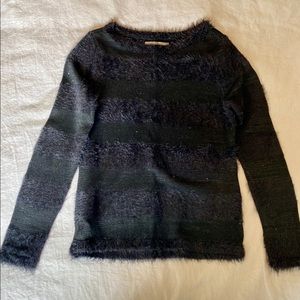 LOFT fuzzy sequined black sweater